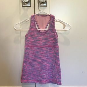 pink and blue patterned tank top